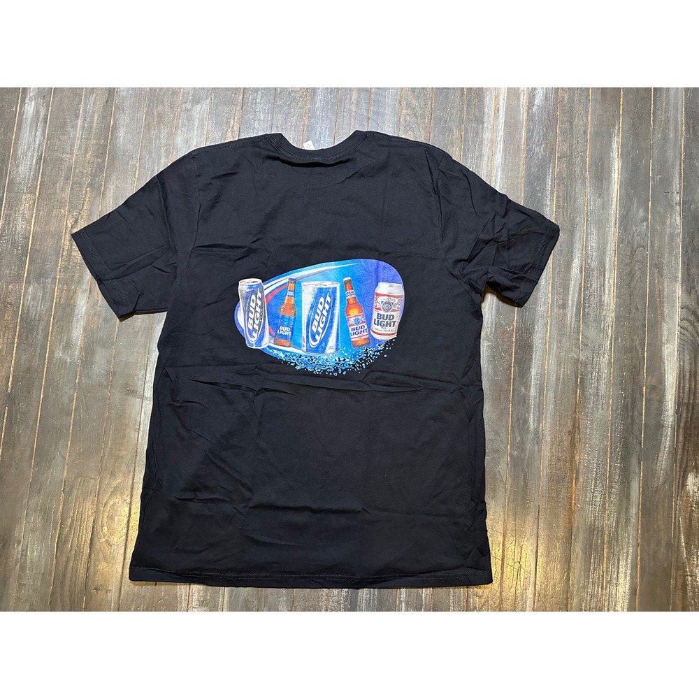 Bud Light Beer Graphic T-Shirt Mens XL Black Bella Canvas Short Sleeve Tee